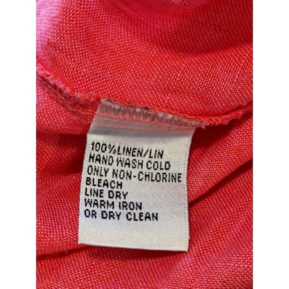 Talbots Pure Irish Linen Button Up Shirt Womens Size 18 Pink Long Sleeve Summer - Picture 6 of 6